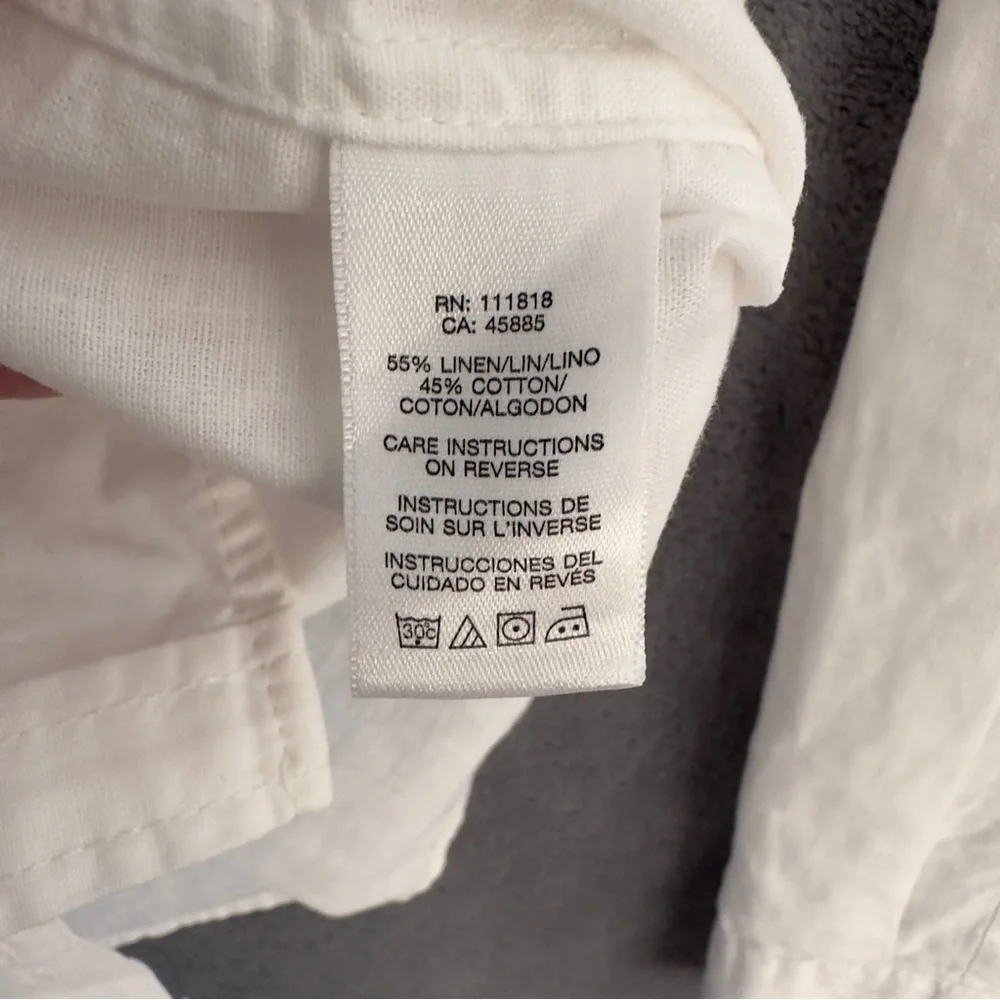 Banana Republic White Linen Cotton Button Up Shirt size XL